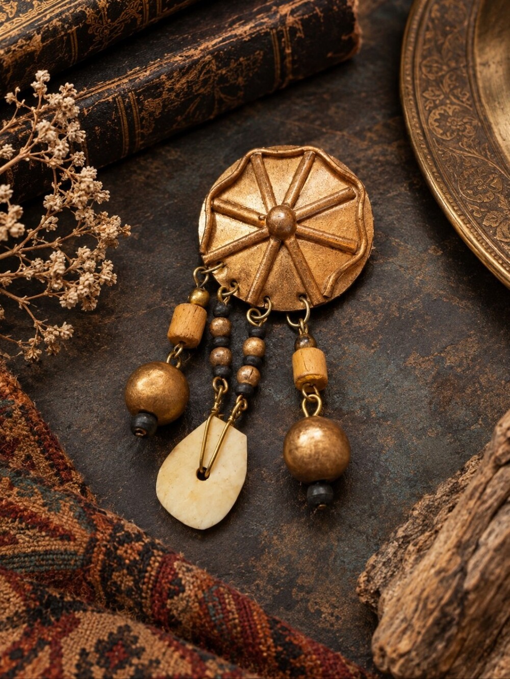 This Vintage Western Boho Wagon Wheel Dangle Brooch